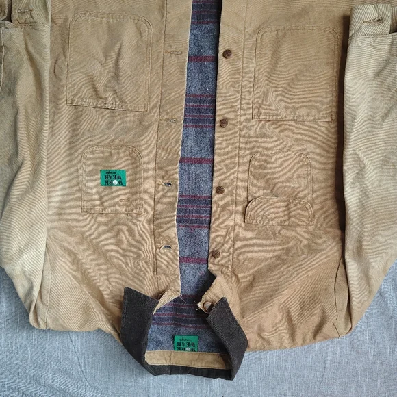 VINTAGE Wrangler Work Wear Jacket Faded Blanket Lined Canvas Chore Coat Street - Picture 3 of 13